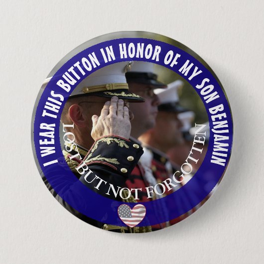 息子パーソナライズされたのボタンに敬意を表して 缶バッジ (正面)