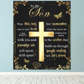 息子パーソナライズされたへの手紙 キャンバスプリント (インサイチュ (ウッドフロア))