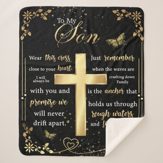 息子パーソナライズされたへの手紙 シェルパブランケット (正面)