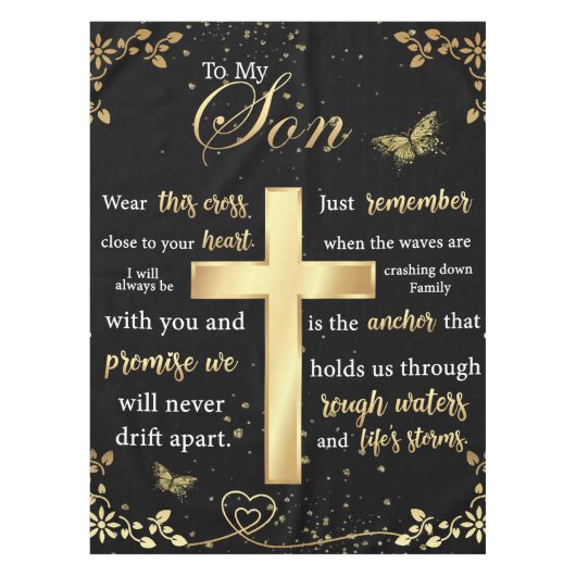 息子パーソナライズされたへの手紙 テーブルクロス (正面)