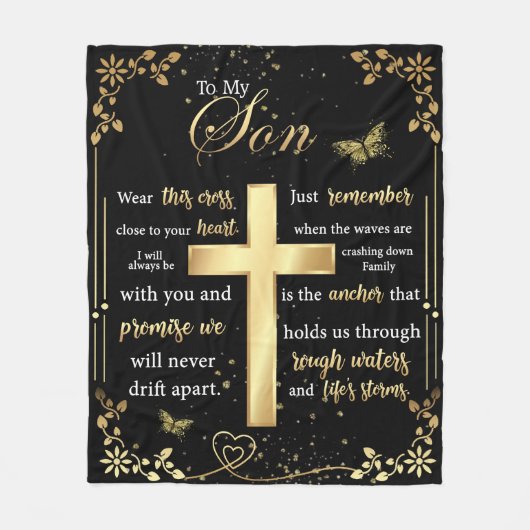 息子パーソナライズされたへの手紙 フリースブランケット (正面)