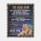 息子パーソナライズされたへの手紙、息子の誕生日ギフト フリースブランケット (正面)