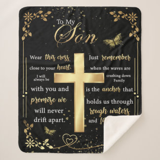 息子パーソナライズされた美しい蝶への手紙 シェルパブランケット