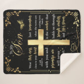 息子パーソナライズされた美しい蝶への手紙 シェルパブランケット (正面(横))