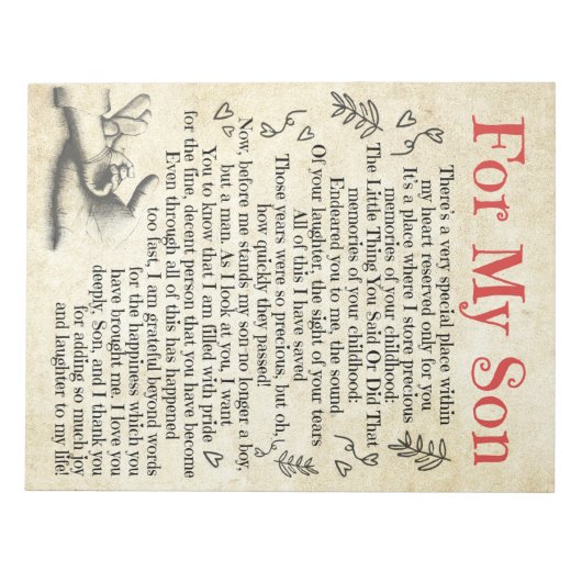 息子パーソナライズされた誕生日宛ての手紙 ノートパッド (正面)