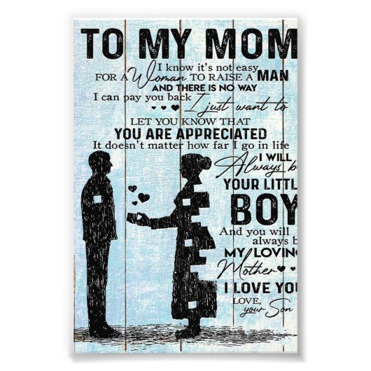 息子ママへの贈り物、私のママへの贈り物にパーソナライズ手紙 フォトプリント            (正面)