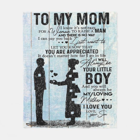 息子ママへの贈り物、私のママへの贈り物にパーソナライズ手紙 フリースブランケット (正面)