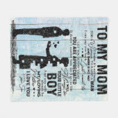 息子ママへの贈り物、私のママへの贈り物にパーソナライズ手紙 フリースブランケット (正面(横))