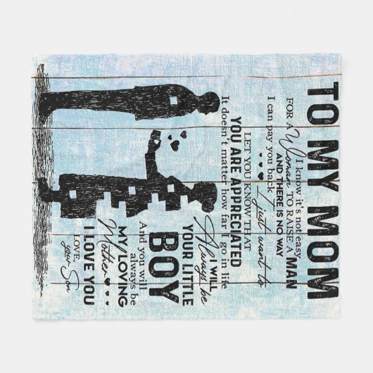 息子ママへの贈り物、私のママへの贈り物にパーソナライズ手紙 フリースブランケット (正面(横))