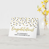 息子及び義理の娘のお祝いの黒い金ゴールド カード (黄色い花)