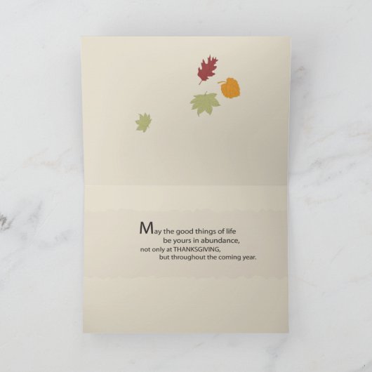 息子及び義理の娘の感謝祭3つの葉 シーズンカード (内部)