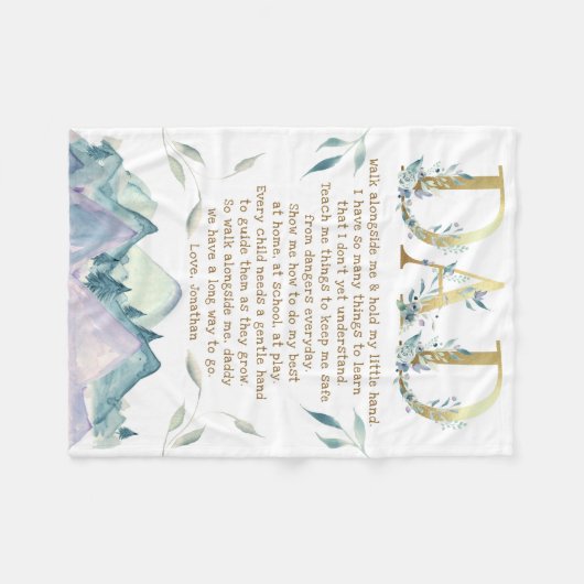 息子娘の子から新しい父親の夫 フリースブランケット (正面(横))