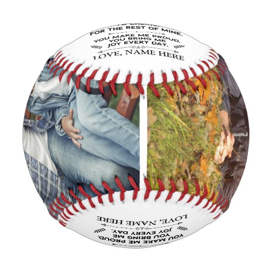 息子感動的への言葉カスタム2枚の写真 野球ボール (正面)