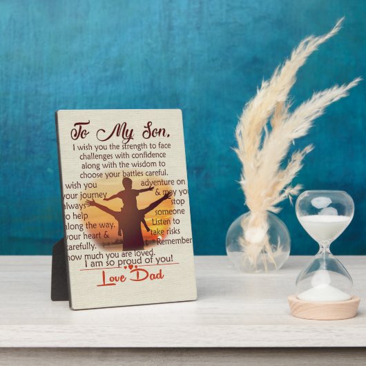 息子最高のへの贈り物 |自分の引用文 フォトプラーク (側面)