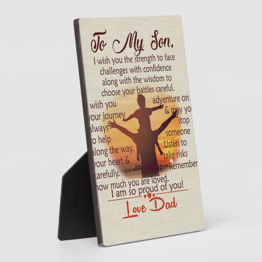 息子最高のへの贈り物 |自分の引用文 フォトプラーク (側面)