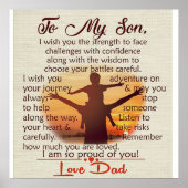 息子最高のへの贈り物 |自分の引用文 ポスター (正面)