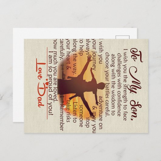 息子最高のへの贈り物 |自分の引用文 ポストカード (正面/裏面)