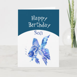 息子誕生日の願い(魚)真来のおもしろい カード