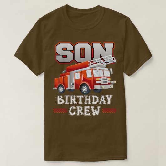 息子誕生日クルー火災トラック消防士ファミリーMa Tシャツ (デザイン正面)