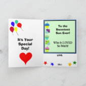 息子誕生日バルーンのカップケーキ名 カード (内部)