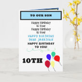 息子誕生日バルーンのカップケーキ名 カード (黄色い花)