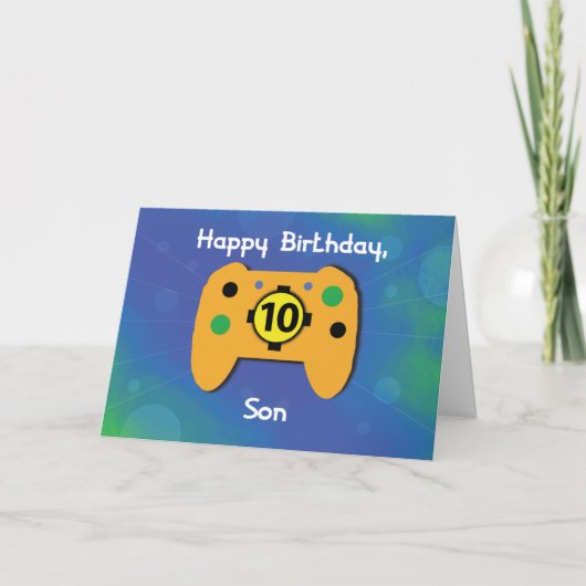 息子10年の古い誕生日ゲーマーコントローラー カード (正面)