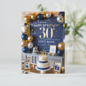 息子30歳の誕生日カード 招待状 (スタンド正面)
