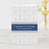 息子 & 娘婿 結婚祝い ネイビー カード (黄色い花)