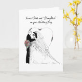 息子 & “娘” 結婚 祝福 黒白, 花嫁 カード (黄色い花)