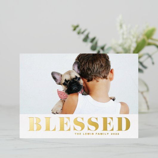 恵まれたはっきりしたタイポグラフィ写真 箔シーズンカード (立ち正面)