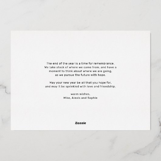 恵まれたはっきりしたタイポグラフィ写真 箔シーズンカード (裏面)