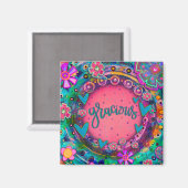 恵みかわいらしあるおもしろいモダンフローラ マグネット (正面/裏面)