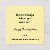 恵みと幸感謝していせな感謝祭のメッセージ コーリングカード (裏面)