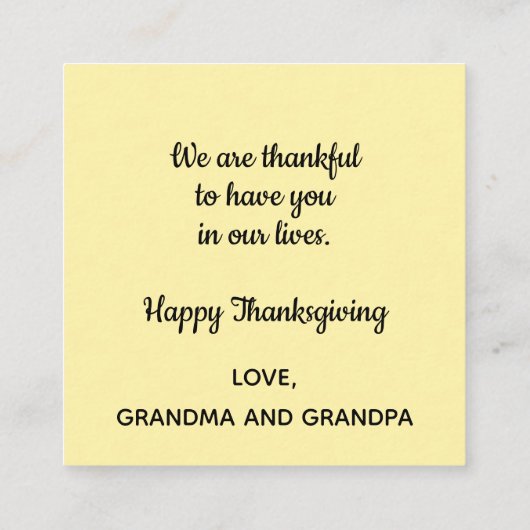 恵みと幸感謝していせな感謝祭のメッセージ コーリングカード (裏面)