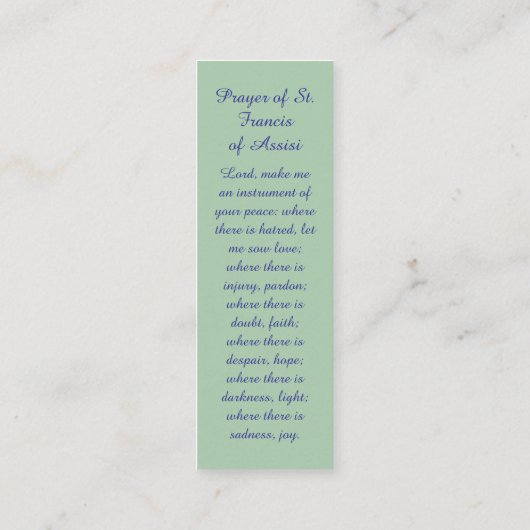 恵みと祈りブックマーク祈りの言葉カード コーリングカード (裏面)