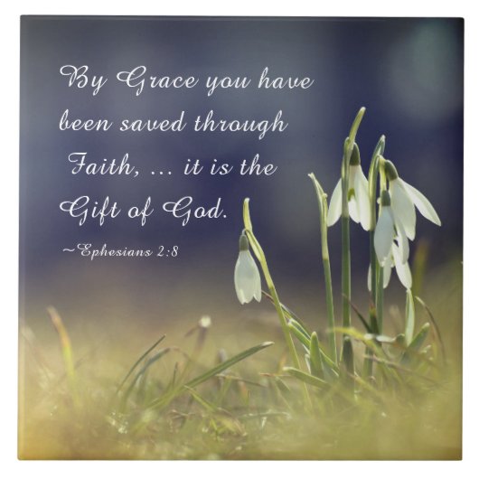 恵みによってあなたは救われている 聖書 タイル (正面)