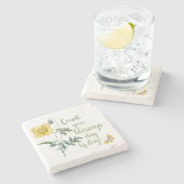 恵みのカウント – ヴィンテージ黄色のポピー ストーンコースター (横)