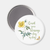 恵みのカウント – ヴィンテージ黄色のポピー マグネット (正面/裏面)