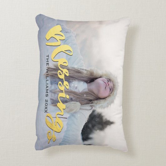 恵みのフェイクな金ゴールドの原稿の休日のクリスマスの写真 アクセントクッション (裏面(縦))