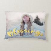 恵みのフェイクな金ゴールドの原稿の休日のクリスマスの写真 アクセントクッション (裏面)