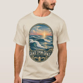 恵みの上に恵み 海の波 ヨハネの福音書1:16 Tシャツ (正面)