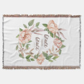 恵みの上に – John 1:16 -フローラ スローブランケット (正面)