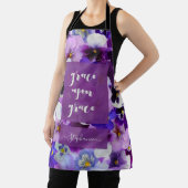 恵みの上の聖書聖句パープルフラワー エプロン (インサイチュ)
