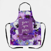 恵みの上の聖書聖句パープルフラワー エプロン (正面)