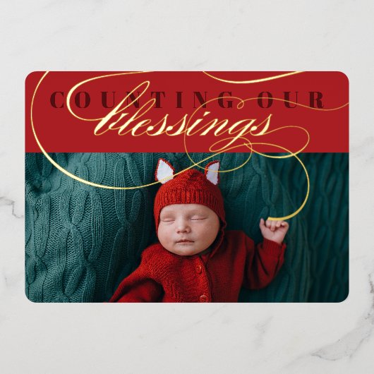 恵みの数をカウント写真の誕生発表 箔シーズンカード (正面)