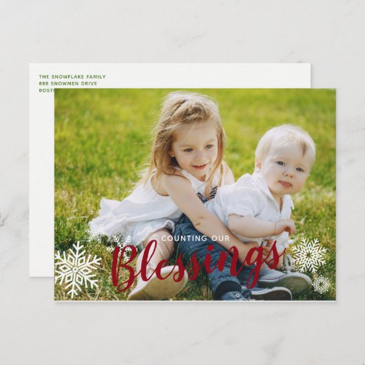 恵みの数を数えるホリデーフォトポストカード シーズンポストカード (正面/裏面)