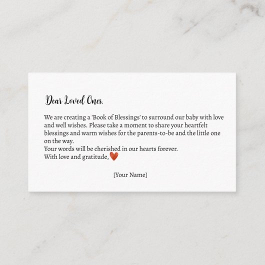 恵みの本テディベア赤ちゃんシャワー エンクロージャーカード (裏面)