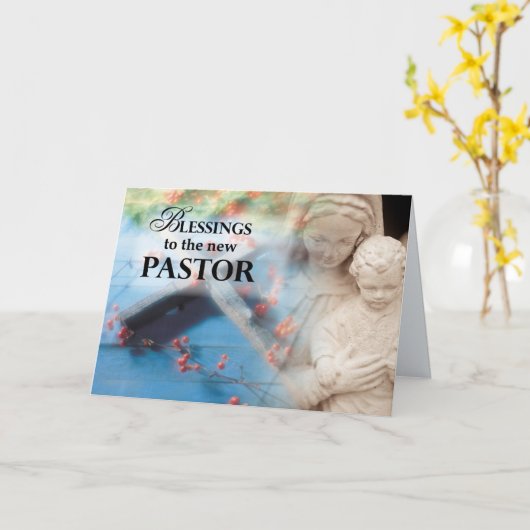 恵みは新しい牧師への聖書授与マリア&イエス カード (黄色い花)