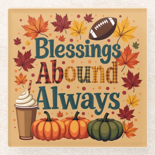 恵みアハウンド常時秋デザイン ガラスコースター (正面)