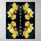 恵みイエローローズインスパイア抽象芸術の言葉 ポスター (正面)